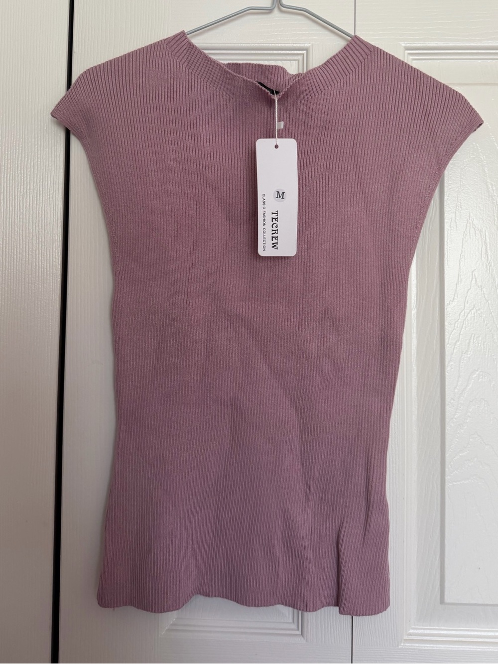 Women's Ribbed Cap-Sleeve Dress - Dusty Rose